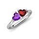 4 - Francesca 1.63 ctw Heart Shape (6.00 mm) Amethyst & Red Garnet Toi Et Moi Engagement Ring 