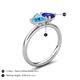 5 - Francesca 1.90 ctw Heart Shape (6.00 mm) Blue Topaz & Lab Created Blue Sapphire Toi Et Moi Engagement Ring 