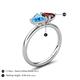 5 - Francesca 1.95 ctw Heart Shape (6.00 mm) Blue Topaz & Red Garnet Toi Et Moi Engagement Ring 