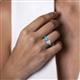 6 - Francesca 1.70 ctw Heart Shape (6.00 mm) Blue Topaz & Moissanite Toi Et Moi Engagement Ring 