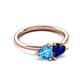 3 - Francesca 1.90 ctw Heart Shape (6.00 mm) Blue Topaz & Lab Created Blue Sapphire Toi Et Moi Engagement Ring 