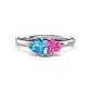 1 - Francesca 1.90 ctw Heart Shape (6.00 mm) Blue Topaz & Lab Created Pink Sapphire Toi Et Moi Engagement Ring 