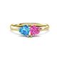 1 - Francesca 1.90 ctw Heart Shape (6.00 mm) Blue Topaz & Lab Created Pink Sapphire Toi Et Moi Engagement Ring 