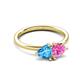 3 - Francesca 1.90 ctw Heart Shape (6.00 mm) Blue Topaz & Lab Created Pink Sapphire Toi Et Moi Engagement Ring 