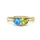 1 - Francesca 1.95 ctw Heart Shape (6.00 mm) Blue Topaz & Peridot Toi Et Moi Engagement Ring 