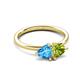 3 - Francesca 1.95 ctw Heart Shape (6.00 mm) Blue Topaz & Peridot Toi Et Moi Engagement Ring 