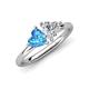 4 - Francesca 1.70 ctw Heart Shape (6.00 mm) Blue Topaz & Moissanite Toi Et Moi Engagement Ring 