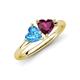 4 - Francesca 2.10 ctw Heart Shape (6.00 mm) Blue Topaz & Rhodolite Garnet Toi Et Moi Engagement Ring 