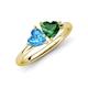 4 - Francesca 1.75 ctw Heart Shape (6.00 mm) Blue Topaz & Lab Created Emerald Toi Et Moi Engagement Ring 