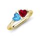 4 - Francesca 1.80 ctw Heart Shape (6.00 mm) Blue Topaz & Lab Created Ruby Toi Et Moi Engagement Ring 