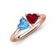 4 - Francesca 1.80 ctw Heart Shape (6.00 mm) Blue Topaz & Lab Created Ruby Toi Et Moi Engagement Ring 