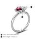 5 - Francesca 1.80 ctw Heart Shape (6.00 mm) Rhodolite Garnet & Moissanite Toi Et Moi Engagement Ring 