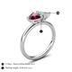 5 - Francesca 1.55 ctw Heart Shape (6.00 mm) Rhodolite Garnet & Opal Toi Et Moi Engagement Ring 
