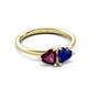 3 - Francesca 2.00 ctw Heart Shape (6.00 mm) Rhodolite Garnet & Lab Created Blue Sapphire Toi Et Moi Engagement Ring 