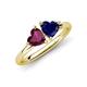 4 - Francesca 2.00 ctw Heart Shape (6.00 mm) Rhodolite Garnet & Lab Created Blue Sapphire Toi Et Moi Engagement Ring 