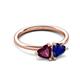 3 - Francesca 2.00 ctw Heart Shape (6.00 mm) Rhodolite Garnet & Lab Created Blue Sapphire Toi Et Moi Engagement Ring 