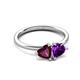 3 - Francesca 1.78 ctw Heart Shape (6.00 mm) Rhodolite Garnet & Amethyst Toi Et Moi Engagement Ring 