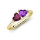 4 - Francesca 1.78 ctw Heart Shape (6.00 mm) Rhodolite Garnet & Amethyst Toi Et Moi Engagement Ring 