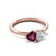 3 - Francesca 1.80 ctw Heart Shape (6.00 mm) Rhodolite Garnet & Moissanite Toi Et Moi Engagement Ring 