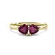 1 - Francesca 2.20 ctw Heart Shape (6.00 mm) Rhodolite Garnet Toi Et Moi Engagement Ring 