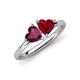 4 - Francesca 1.90 ctw Heart Shape (6.00 mm) Rhodolite Garnet & Lab Created Ruby Toi Et Moi Engagement Ring 