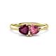 1 - Francesca 1.90 ctw Heart Shape (6.00 mm) Rhodolite Garnet & Pink Tourmaline Toi Et Moi Engagement Ring 