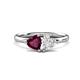 1 - Francesca 2.00 ctw Heart Shape (6.00 mm) Rhodolite Garnet & Lab Created White Sapphire Toi Et Moi Engagement Ring 