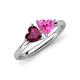 4 - Francesca 2.00 ctw Heart Shape (6.00 mm) Rhodolite Garnet & Lab Created Pink Sapphire Toi Et Moi Engagement Ring 