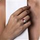 6 - Francesca 1.65 ctw Heart Shape (6.00 mm) Red Garnet & Moissanite Toi Et Moi Engagement Ring 
