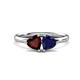 1 - Francesca 1.85 ctw Heart Shape (6.00 mm) Red Garnet & Lab Created Blue Sapphire Toi Et Moi Engagement Ring 