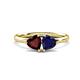 1 - Francesca 1.85 ctw Heart Shape (6.00 mm) Red Garnet & Lab Created Blue Sapphire Toi Et Moi Engagement Ring 