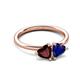 3 - Francesca 1.85 ctw Heart Shape (6.00 mm) Red Garnet & Lab Created Blue Sapphire Toi Et Moi Engagement Ring 