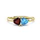 1 - Francesca 1.95 ctw Heart Shape (6.00 mm) Red Garnet & Blue Topaz Toi Et Moi Engagement Ring 