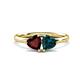 1 - Francesca 1.95 ctw Heart Shape (6.00 mm) Red Garnet & London Blue Topaz Toi Et Moi Engagement Ring 