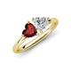 4 - Francesca 1.65 ctw Heart Shape (6.00 mm) Red Garnet & Moissanite Toi Et Moi Engagement Ring 