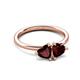 3 - Francesca 1.90 ctw Heart Shape (6.00 mm) Red Garnet Toi Et Moi Engagement Ring 