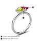 5 - Francesca 1.75 ctw Heart Shape (6.00 mm) Peridot & Lab Created Ruby Toi Et Moi Engagement Ring 