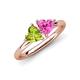 4 - Francesca 1.85 ctw Heart Shape (6.00 mm) Peridot & Lab Created Pink Sapphire Toi Et Moi Engagement Ring 