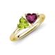 4 - Francesca 2.05 ctw Heart Shape (6.00 mm) Peridot & Rhodolite Garnet Toi Et Moi Engagement Ring 