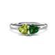 1 - Francesca 1.70 ctw Heart Shape (6.00 mm) Peridot & Lab Created Emerald Toi Et Moi Engagement Ring 