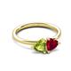 3 - Francesca 1.75 ctw Heart Shape (6.00 mm) Peridot & Lab Created Ruby Toi Et Moi Engagement Ring 