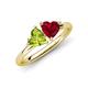 4 - Francesca 1.75 ctw Heart Shape (6.00 mm) Peridot & Lab Created Ruby Toi Et Moi Engagement Ring 