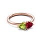 3 - Francesca 1.75 ctw Heart Shape (6.00 mm) Peridot & Lab Created Ruby Toi Et Moi Engagement Ring 