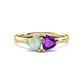 1 - Francesca 1.13 ctw Heart Shape (6.00 mm) Opal & Amethyst Toi Et Moi Engagement Ring 