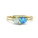 1 - Francesca 1.45 ctw Heart Shape (6.00 mm) Opal & Blue Topaz Toi Et Moi Engagement Ring 