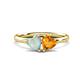 1 - Francesca 1.13 ctw Heart Shape (6.00 mm) Opal & Citrine Toi Et Moi Engagement Ring 