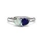 1 - Francesca 1.35 ctw Heart Shape (6.00 mm) Opal & Lab Created Blue Sapphire Toi Et Moi Engagement Ring 