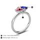 5 - Francesca 1.70 ctw Heart Shape (6.00 mm) Pink Tourmaline & Lab Created Blue Sapphire Toi Et Moi Engagement Ring 