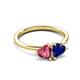 3 - Francesca 1.70 ctw Heart Shape (6.00 mm) Pink Tourmaline & Lab Created Blue Sapphire Toi Et Moi Engagement Ring 