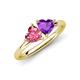 4 - Francesca 1.48 ctw Heart Shape (6.00 mm) Pink Tourmaline & Amethyst Toi Et Moi Engagement Ring 